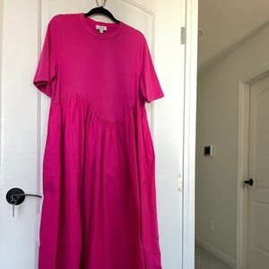 COS Pink Cotton Long Midi Maxi Dress